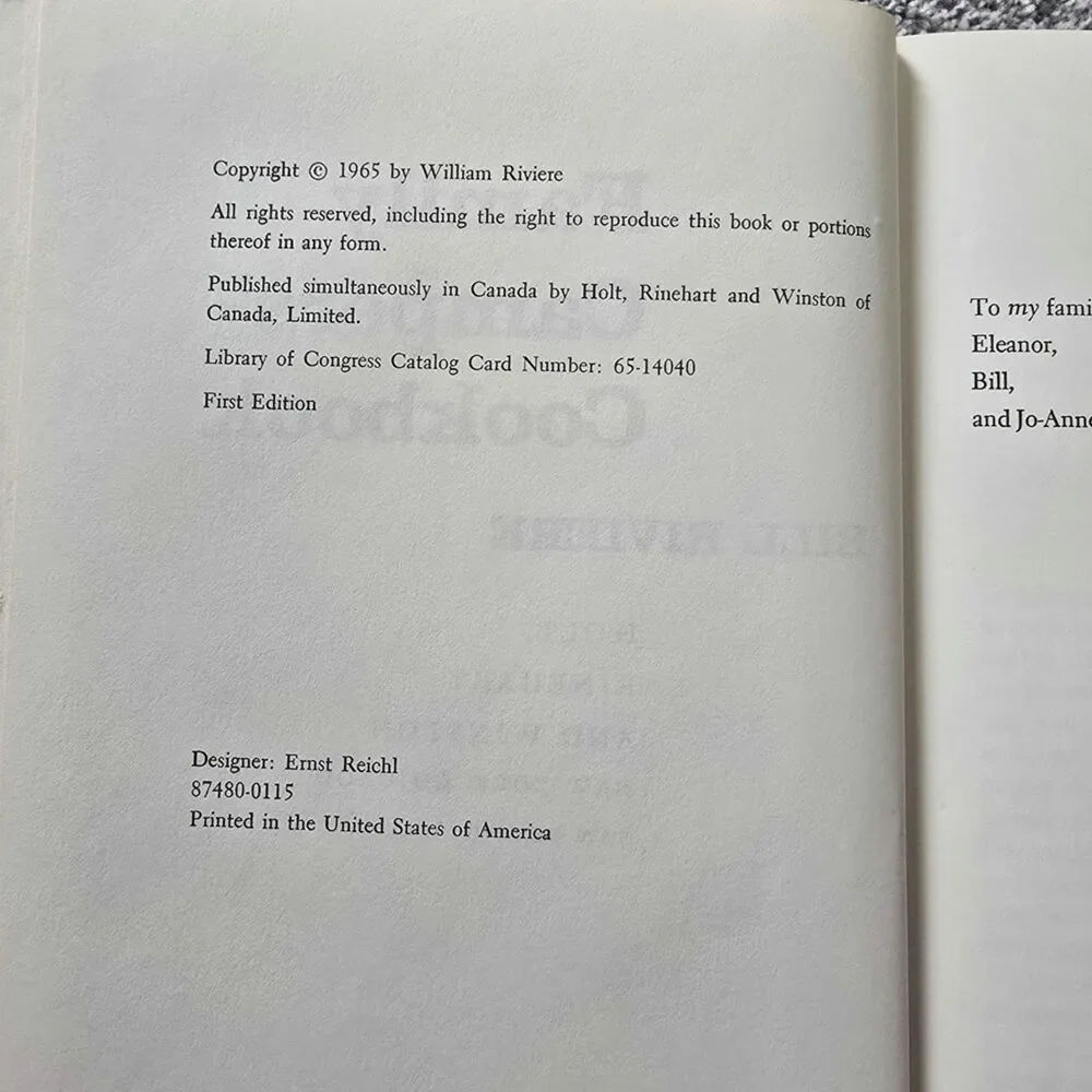1965 vintage Family Campers Cookbook Bill Riviere 1st Edition